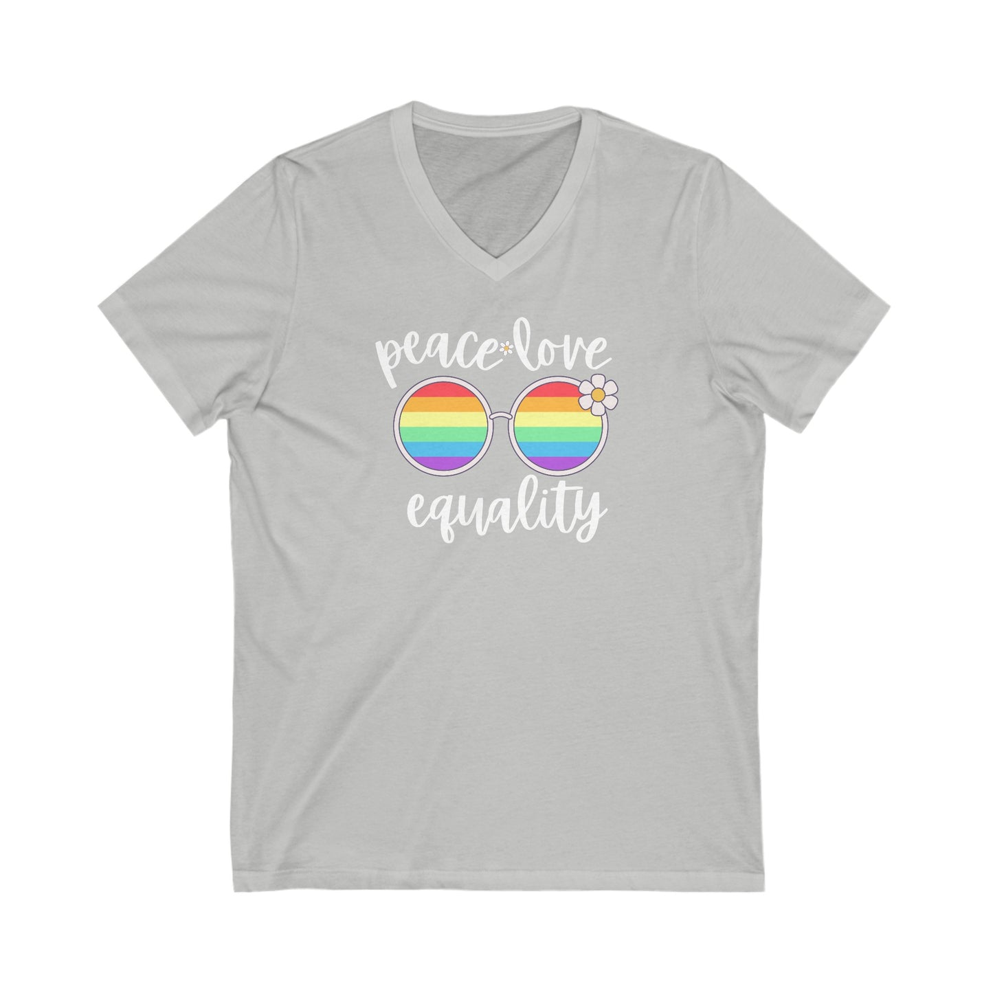 Peace Love Equality - Celebrate Pride - Jersey Short Sleeve V-Neck Tee