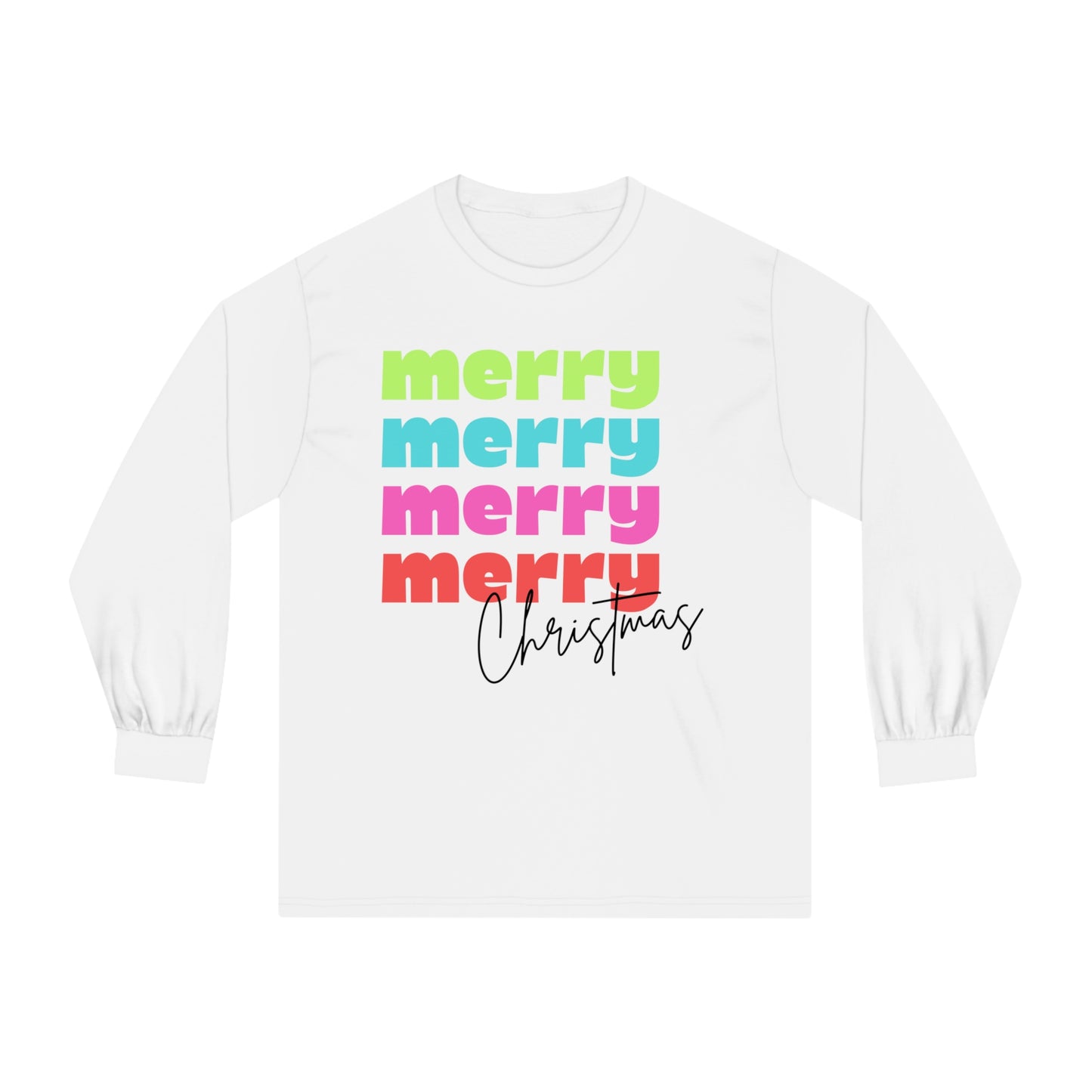 Merry Christmas - Long Sleeve T-Shirt - Retro Bright Christmas Design