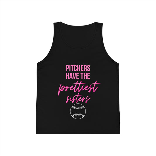 Pitchers Have the Prettiest Sisters - Kid's Jersey Tank Top - Baseball Sister