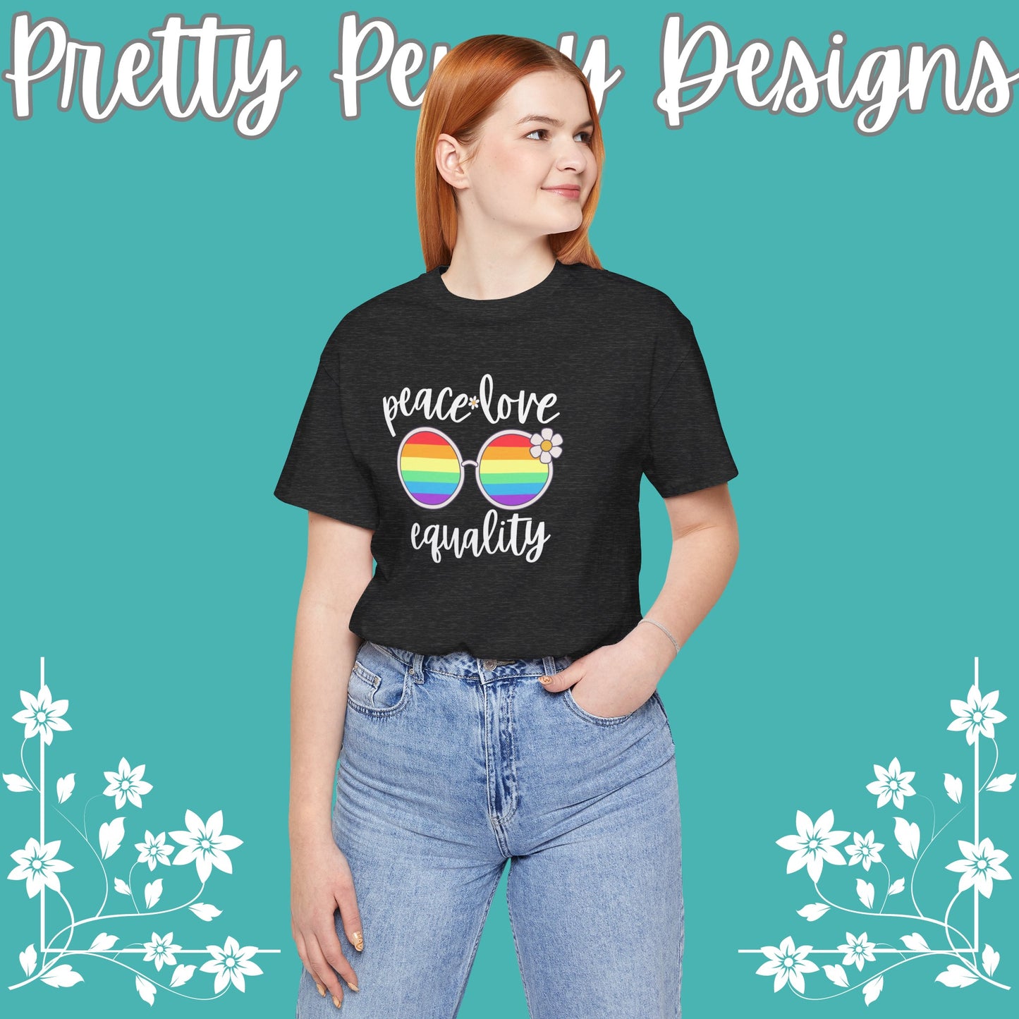 Peace Love Equality - Jersey Short Sleeve Tee - Celebrate Pride - Express Delivery!