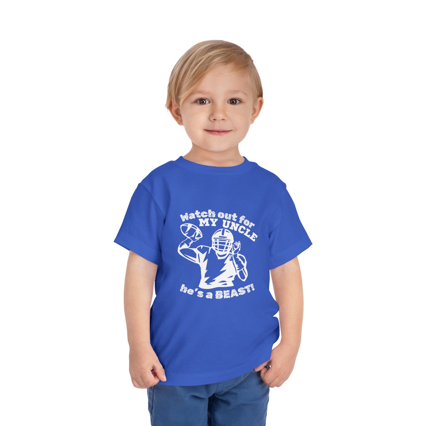 Watch out for My Uncle, He's a Beast! - Toddler Short Sleeve Football Fan T-shirt: Unleash the Spirit