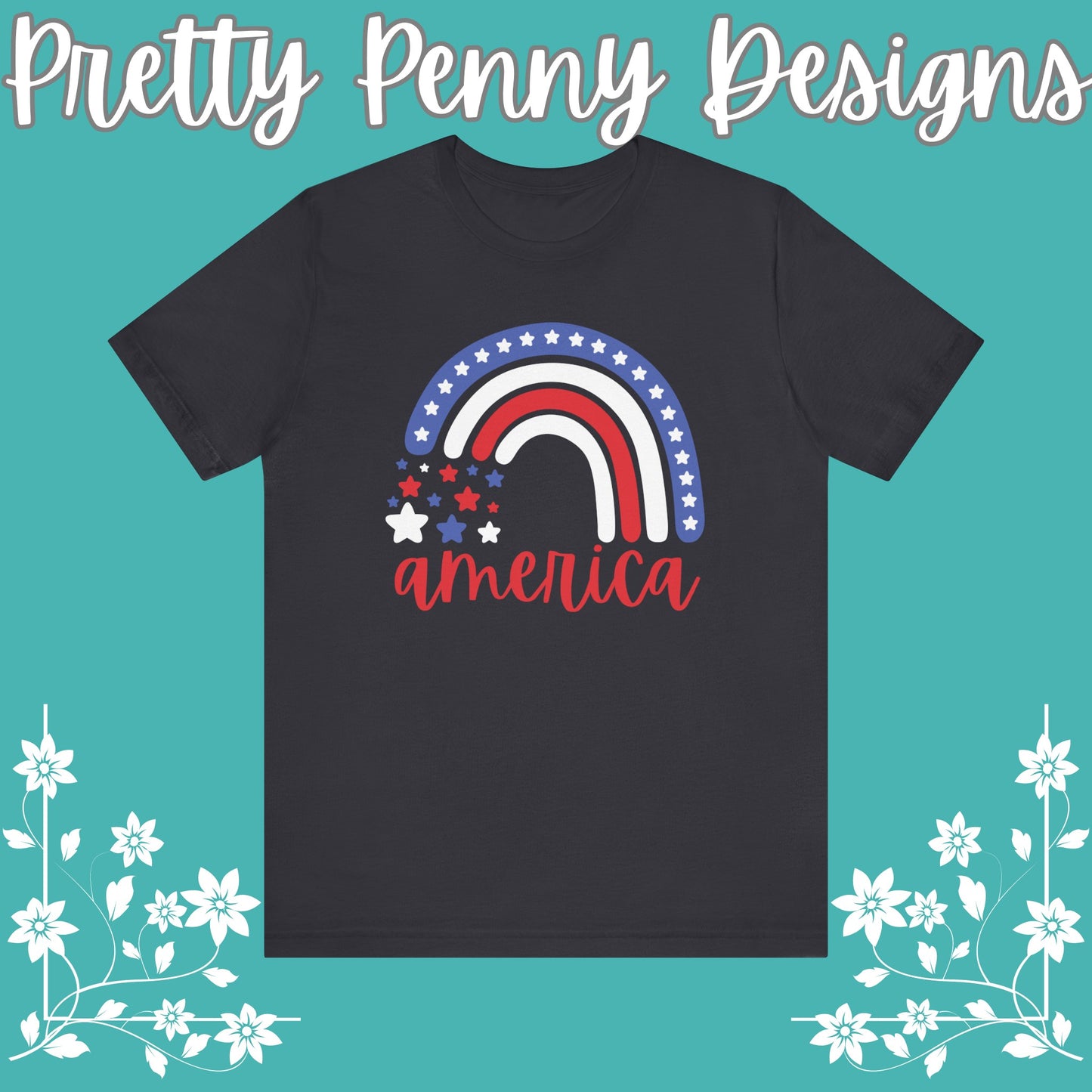 America w/Rainbow  - Celebrate Independence Day in Style with Our July 4th T-Shirt