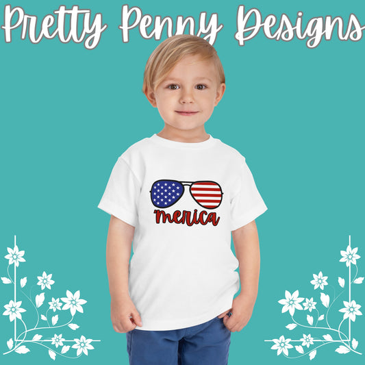 Merica - July 4th - Toddler Short Sleeve Tee