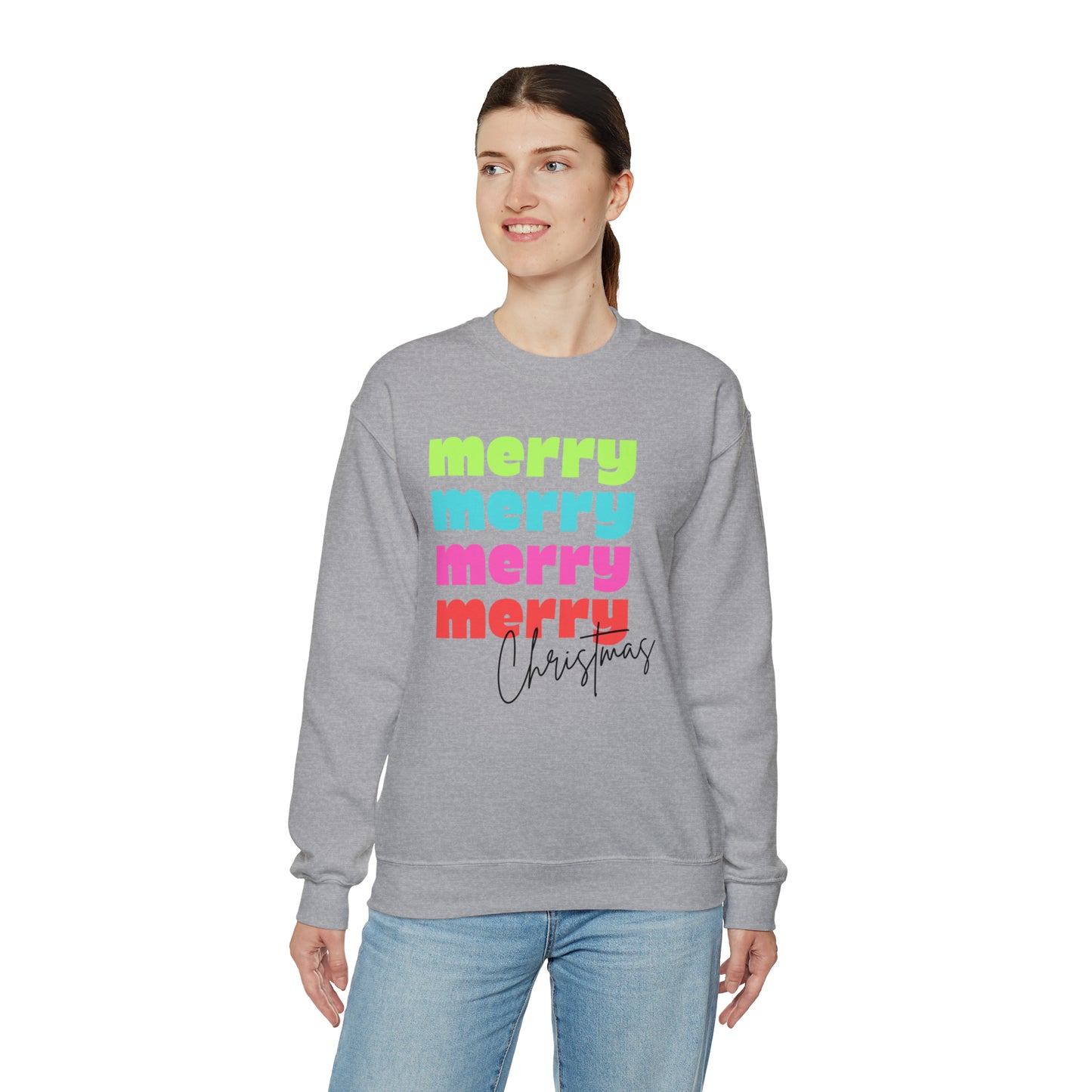 Merry Christmas - Crewneck Sweatshirt - Christmas Retro Bright Design