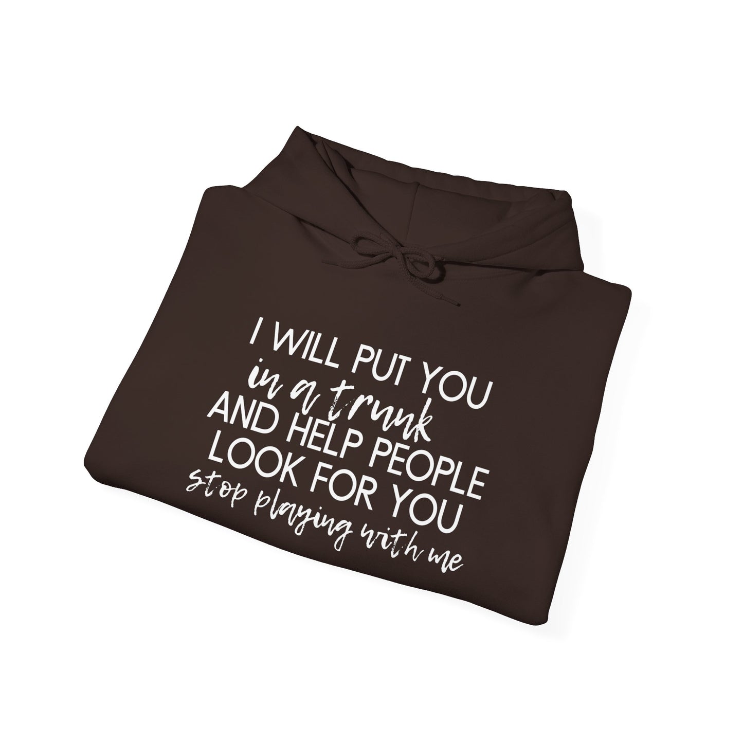 I Will Put You in a Trunk and Help People Look for You. Stop Playing with Me. - Funny Hooded Sweatshirt